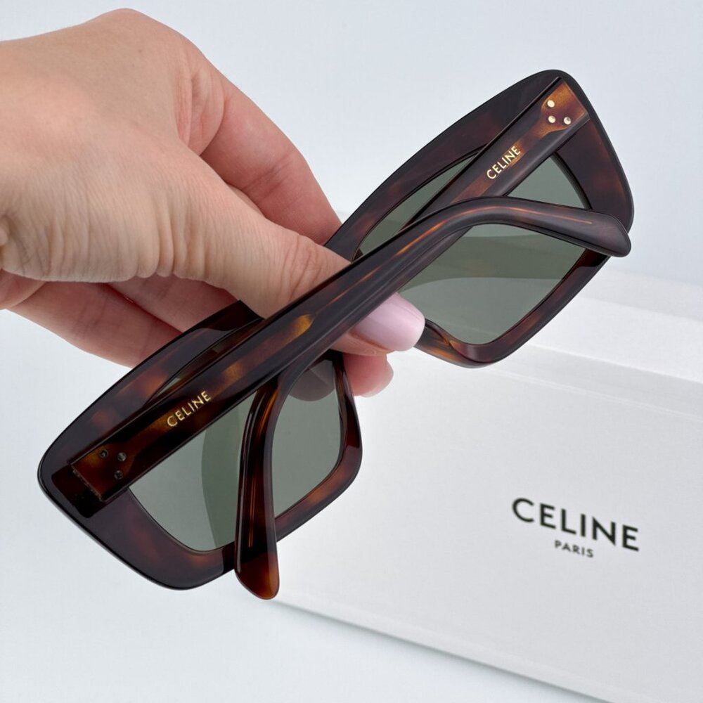 Celine CL40259I 52N BRAND NEW Sunglasses Havana Green Rectangle Unisex - Picture 3 of 11